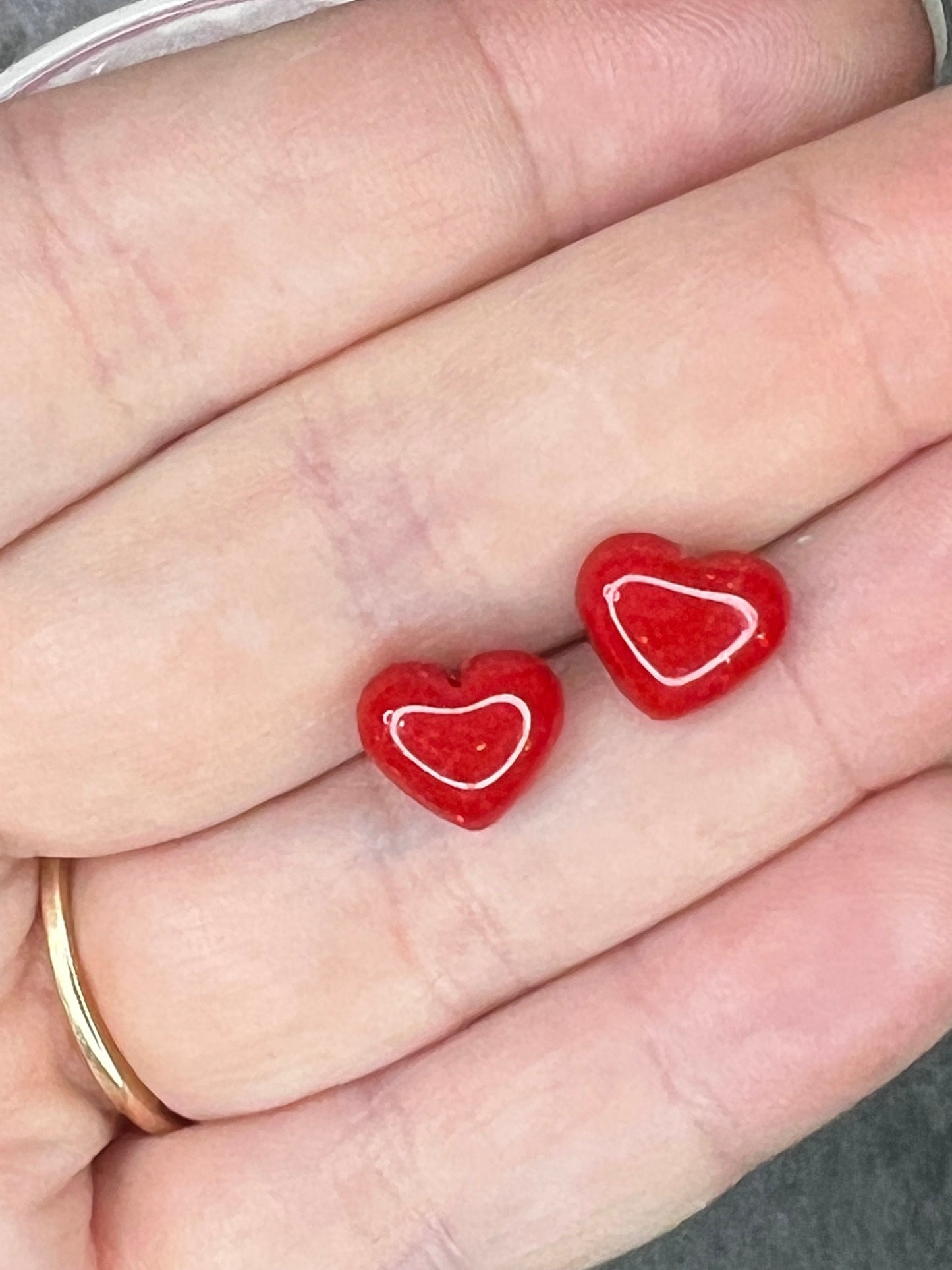 Handcrafted Stud Heart Earrings