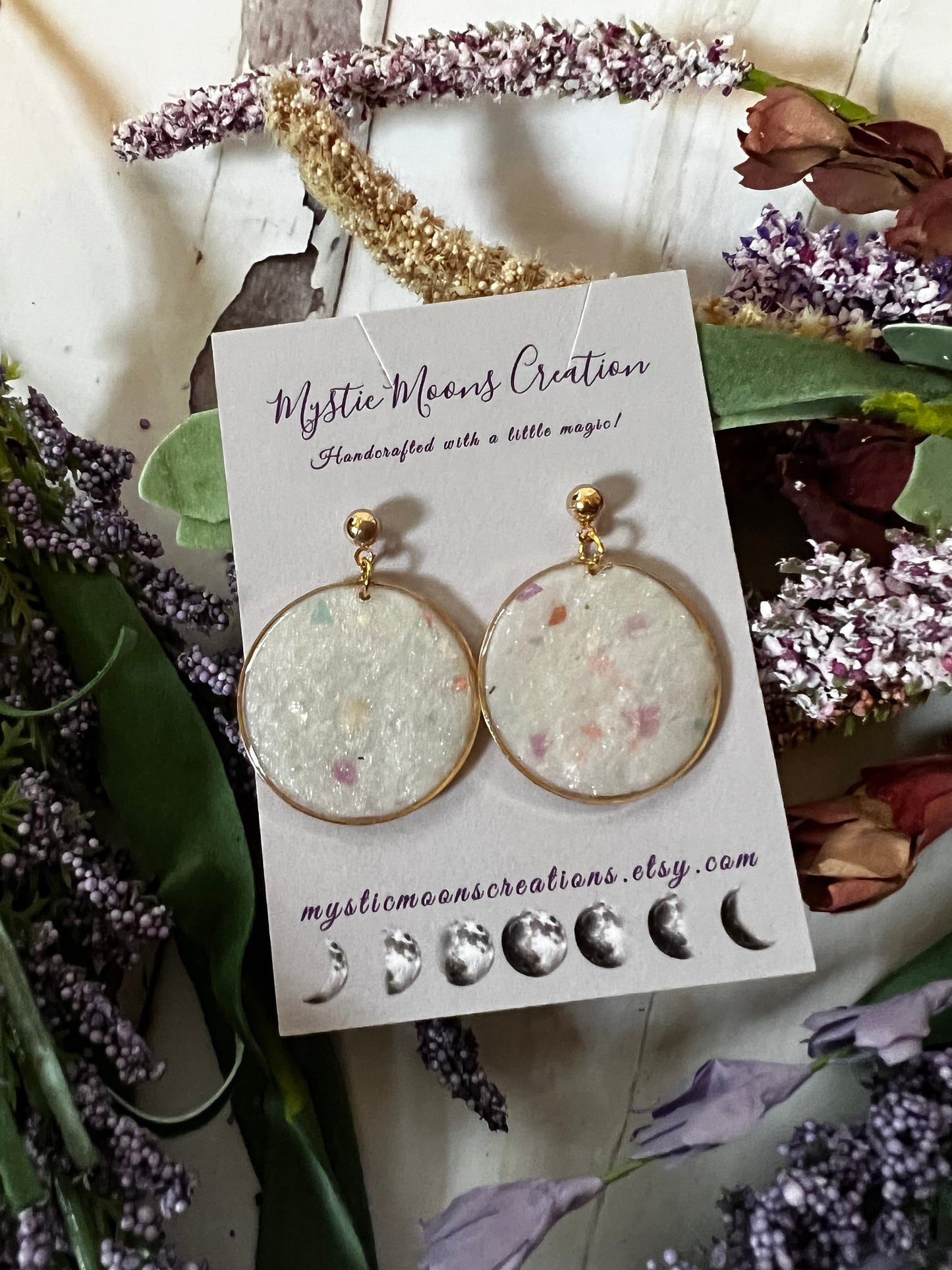 Handmade Large Faux Opal Round Dangling Stud Earrings and/or Neckless