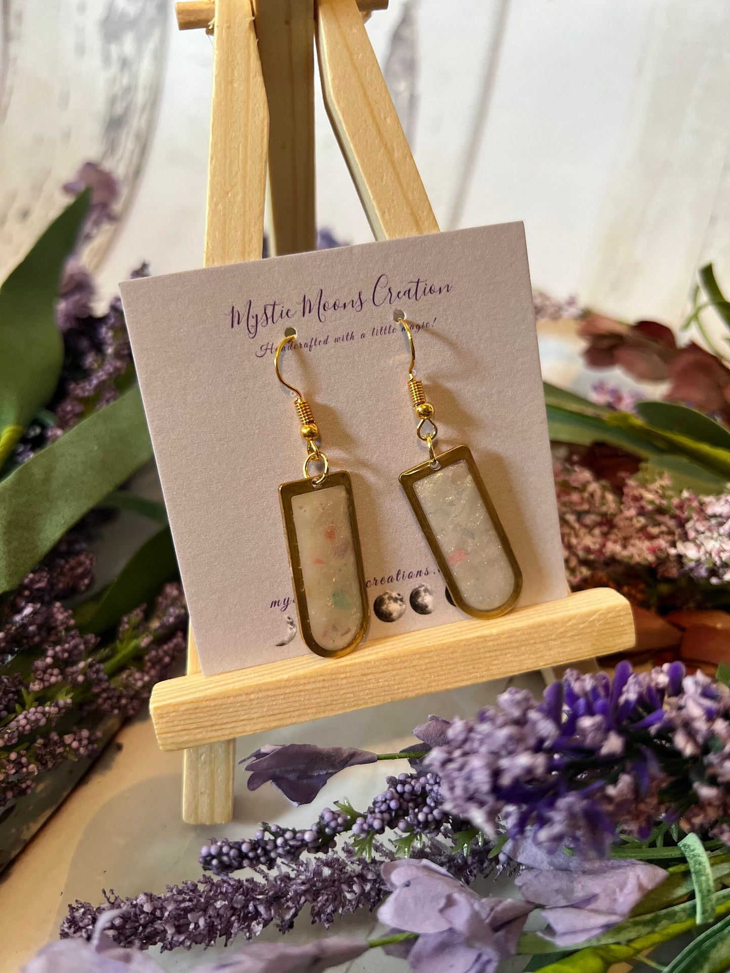 Handmade Dangling Faux Opal Earrings
