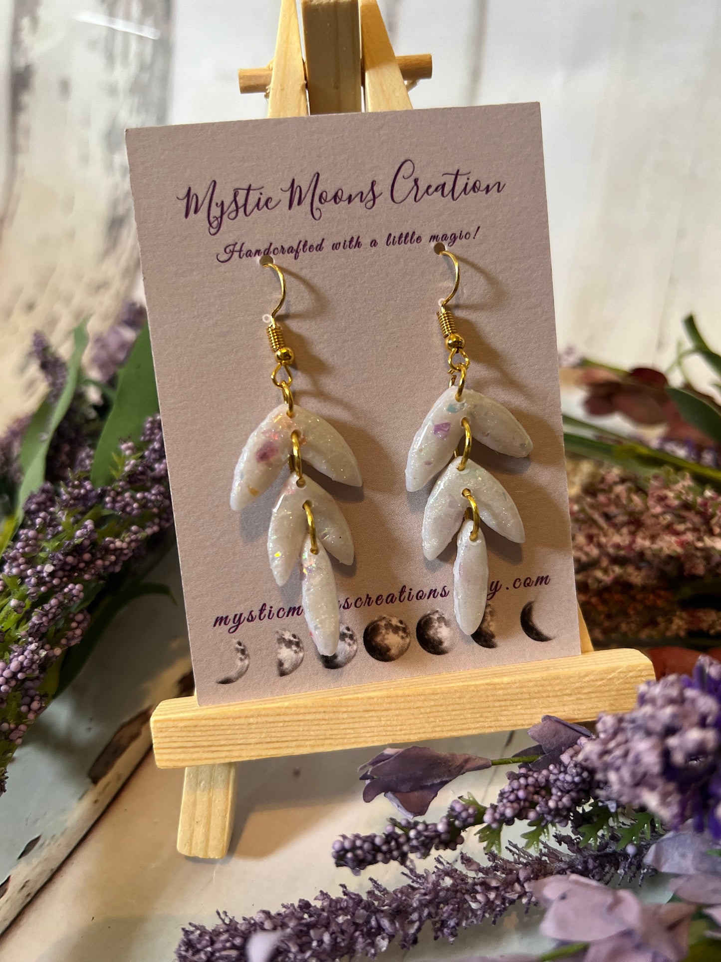 Handcrafted Faux Opal Flower Dangling Hook Earrings
