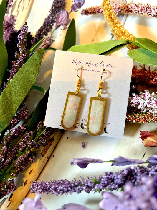 Handmade Dangling Faux Opal Earrings